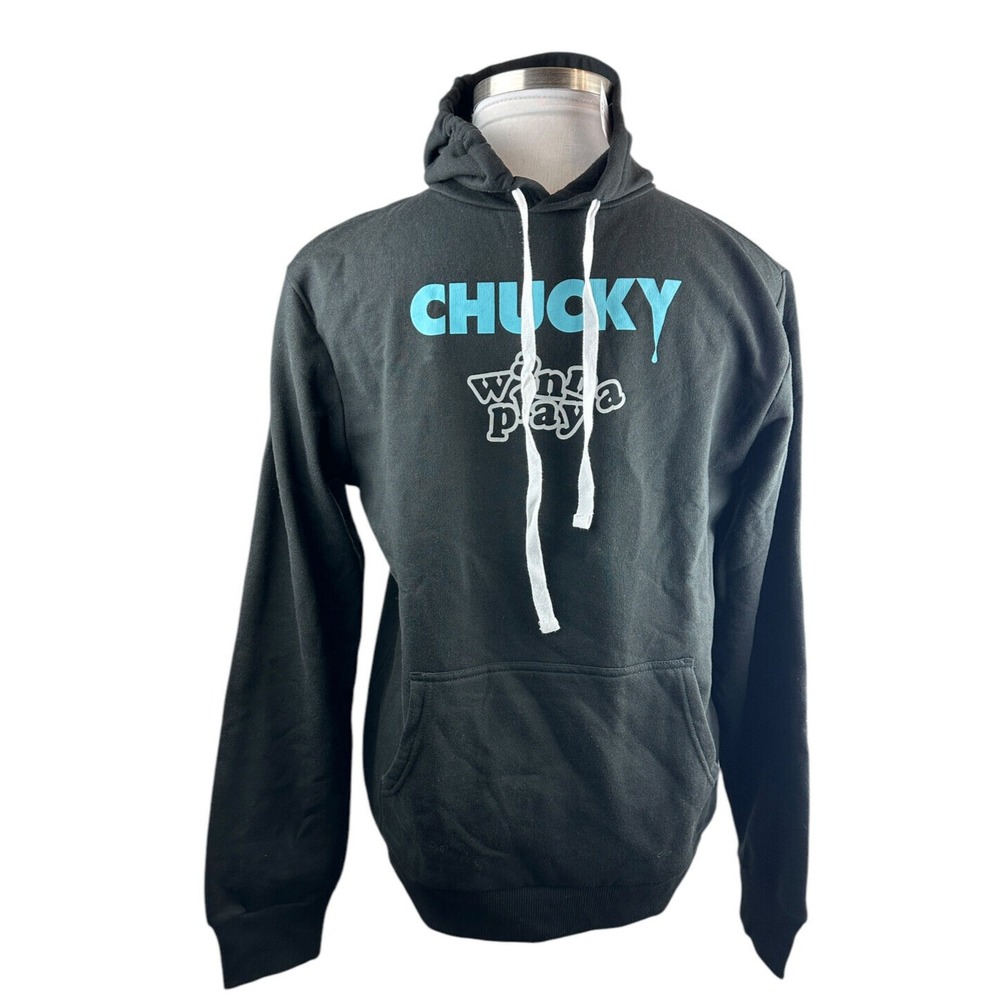 NWT Child's Play Chucky Long Sleeve Fleece Hoodie Wanna Play Graphic M horror - Picture 5 of 11